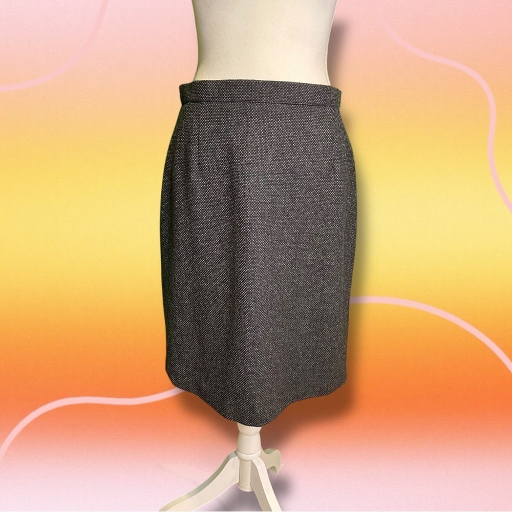 Giorgio Armani Le Collezioni Black & Gray Virgin Wool Blend Pencil Skirt Size 10